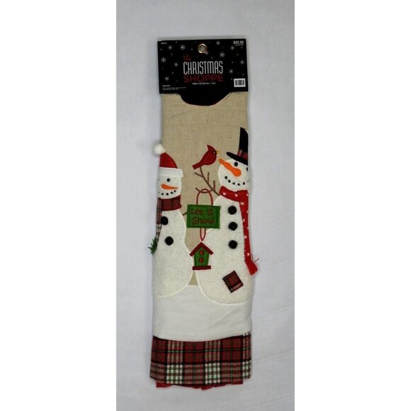 New Christmas Skirt 48 Inch Snowman Plaid Edge - Picture 1 of 3
